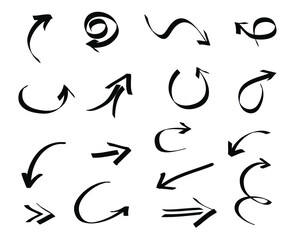 Set of vector hand drawn arrows.