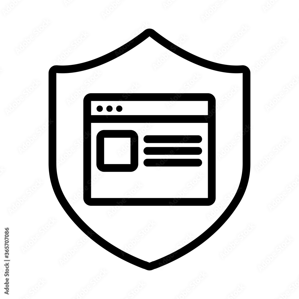 Poster webpage template in shield line style icon