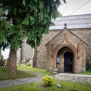 Porch of the Parish Church of Saint Peter and Saint Paul, Holsworthy, Devon, UK.