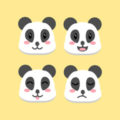Cute cartoon head panda illustration vector design collection