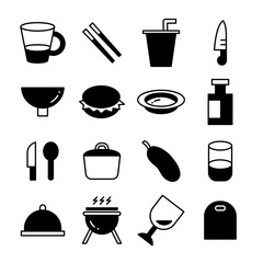 food and kitchen appliance icons set