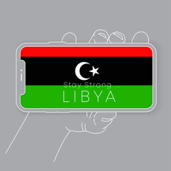 Hand holding smartphone with national flag and encouraging message : Vector Illustration