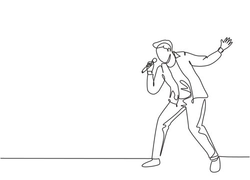 singer performing line art style clip art preview
