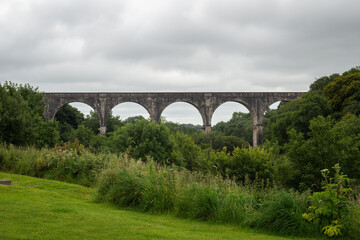 Fototapeta na wymiar Holsworthy, Derriton railway viaduct. Wide landscape view. Devon, UK.