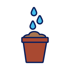 rain drops in ceramic pot line and fill style icon