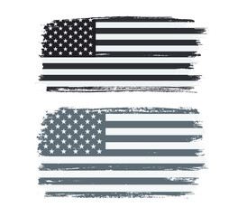 Grunge black and white USA flag.
