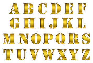 Golden alphabet set.