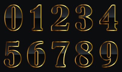 Luxury black and gold numbers set.