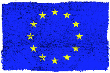 Old grunge flag of European Union.