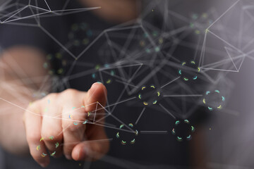 connection binary code interface digital touch