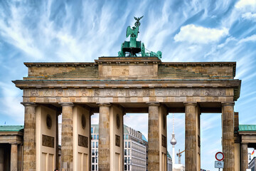 Colse-up of the Brandenburg Gate with the famous Quadriga, Berlin, Germany © EKH-Pictures