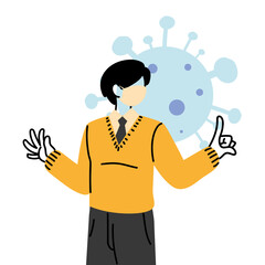 male secretary worker with face mask during pandemic