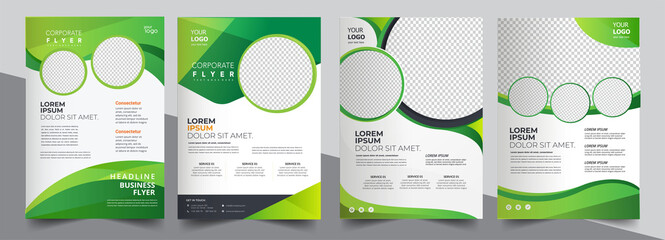 Vector eco flyer, poster, brochure, magazine cover template. Modern green leaf, environment design. - Vector	
