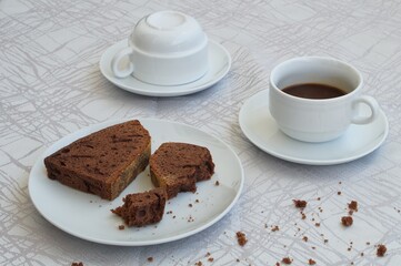 homemade chocolate cake with coffee