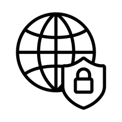 shield secure with sphere browser and padlock line style