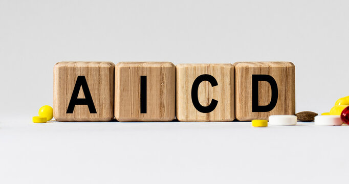 cubes with the word AICD on them. Care concept.