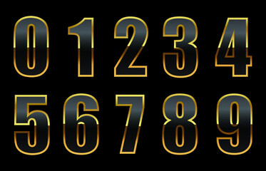 Set of luxury black and gold numbers.