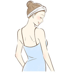 笑顔で背中を向ける女性