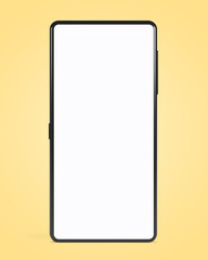 A phone with a blank white screen. 3D illustration.