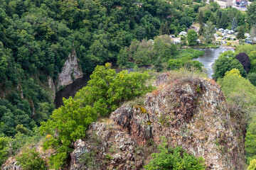Scenic view from Rheingrafenstein at landscape with river nahe