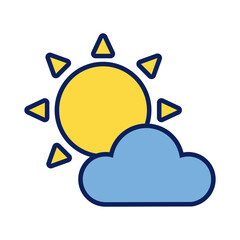 cloud and sun line and fill style icon