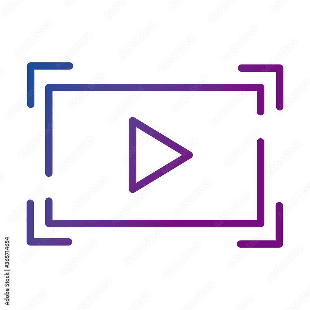 Sticker template with play button video content gradient style icon