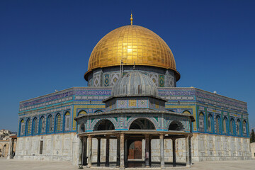 The mosque Dome of the Rock, on the Temple Mount in the Old City of Jerusalem, Israel