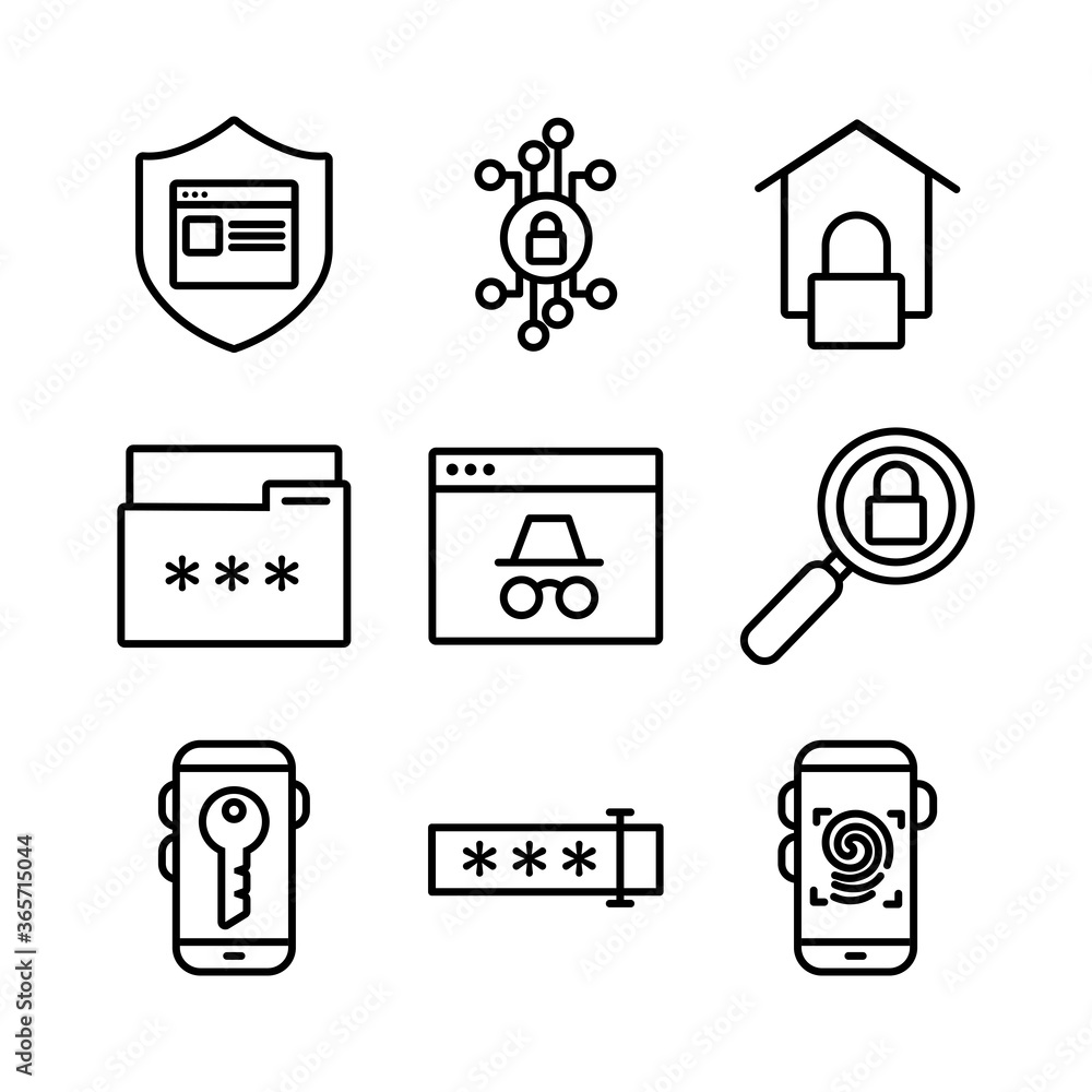 Poster bundle of data security set icons
