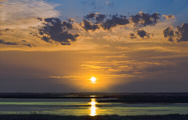 sunset over the river