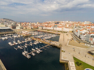 Fototapeta premium La Coruna. Aerial view in harbor Area . Galicia,Spain. Drone Photo
