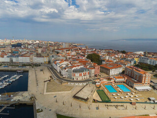 La Coruna. Aerial view in harbor Area . Galicia,Spain. Drone Photo