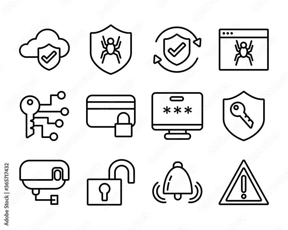 Poster bundle of data security set icons