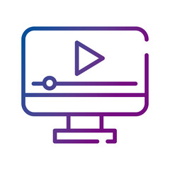 Fototapeta premium computer display with play button video content gradient style icon
