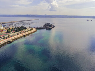 La Coruna. Aerial view in harbor Area . Galicia,Spain. Drone Photo