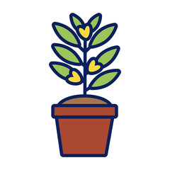 growth plant in ceramic pot line and fill style icon