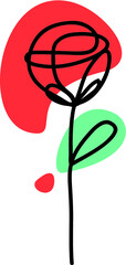 rose in linear design with organic shapes