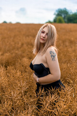 portrait of a sexy girl in canola