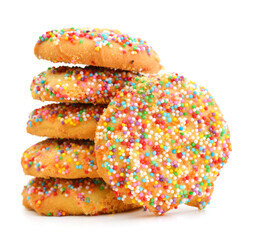 Sugar Cookie With Sprinkles Isolated On White