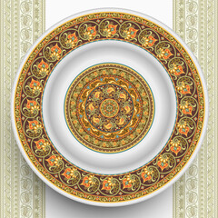 Vector plate with abstract decorative ornament