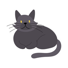 cute little cat pet hand draw style icon