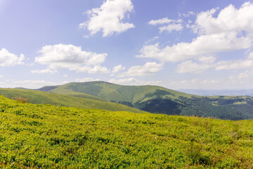 Mountain slope against the sky