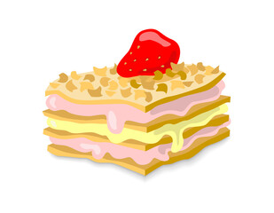 Vector illustration of a piece of Napoleon's cake
