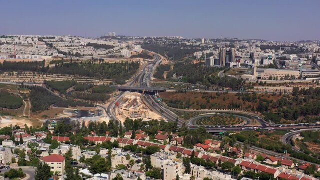 North Jerusalem Ramat shlomo, Ramot neighbourhood and traffic, aerial
Summer,july,2020, drone

