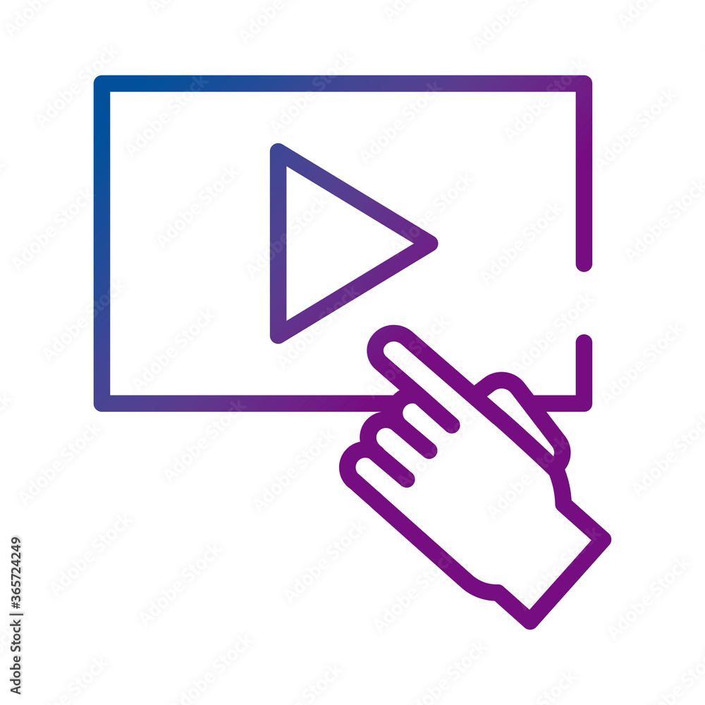 Aufkleber hand with play button video content gradient style icon