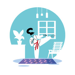 woman training at home for quarantine