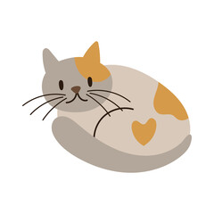 cute little cat pet hand draw style icon
