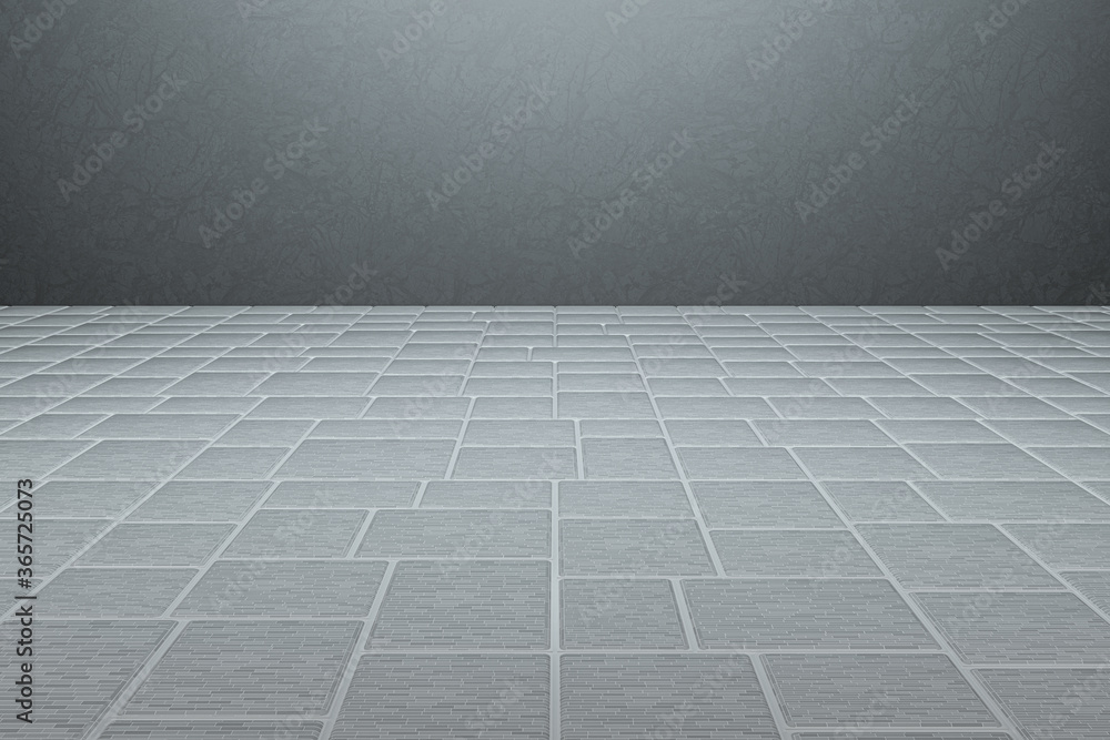 Poster corner floor with tile cube floor, 3d rendering.
