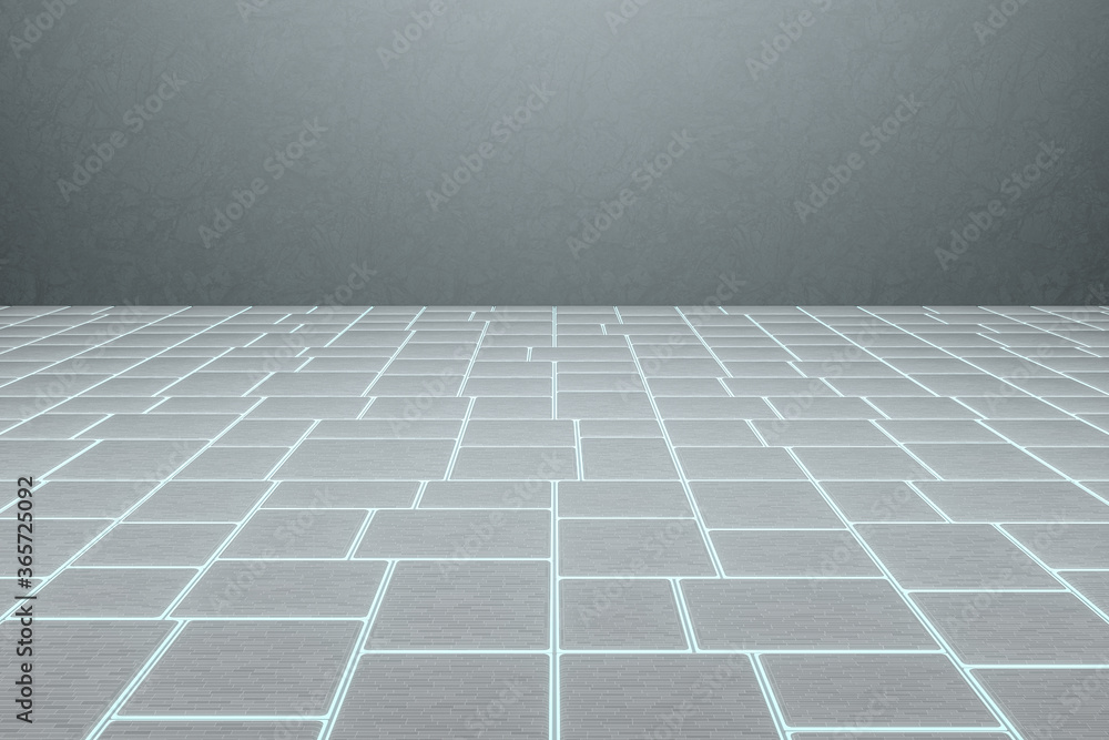 Poster corner floor with tile cube floor, 3d rendering.