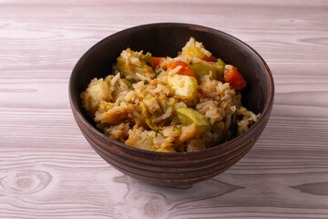 a bowl of rice and vegetables