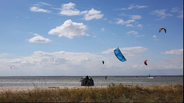 kite surfing in a firth of Azov sea